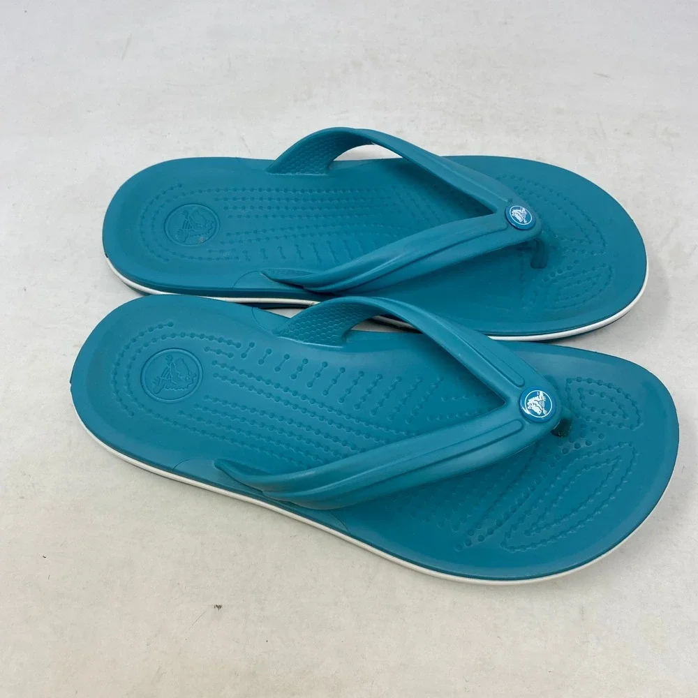 Crocs Crocband Flip Flops Teal Blue Women 6 Men 4 Sporty Comfort Sandals